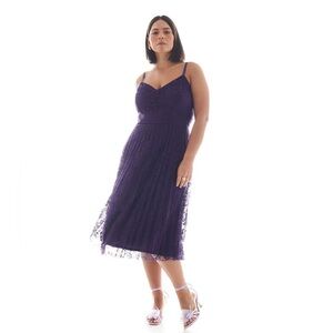 Addition Elle Lace Midi Dress with Pleated Skirt Size 24 NWT Cocktail Dress